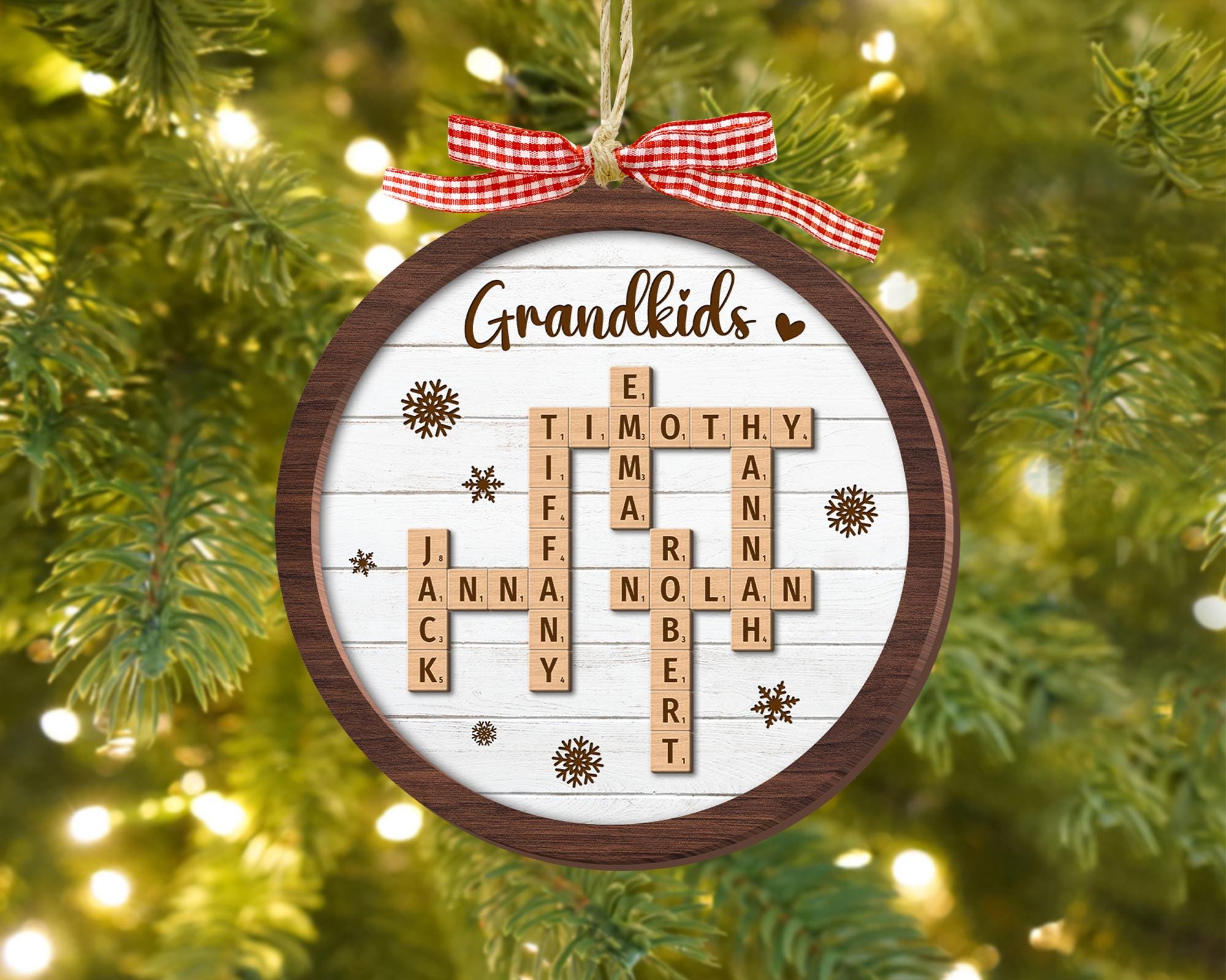 Personalized Grandparents Christmas Ornament, Scrabble Christmas Ornament, Grandkids Crossword Puzzle Ornament, Grandparent Christmas Gift ORH1710N