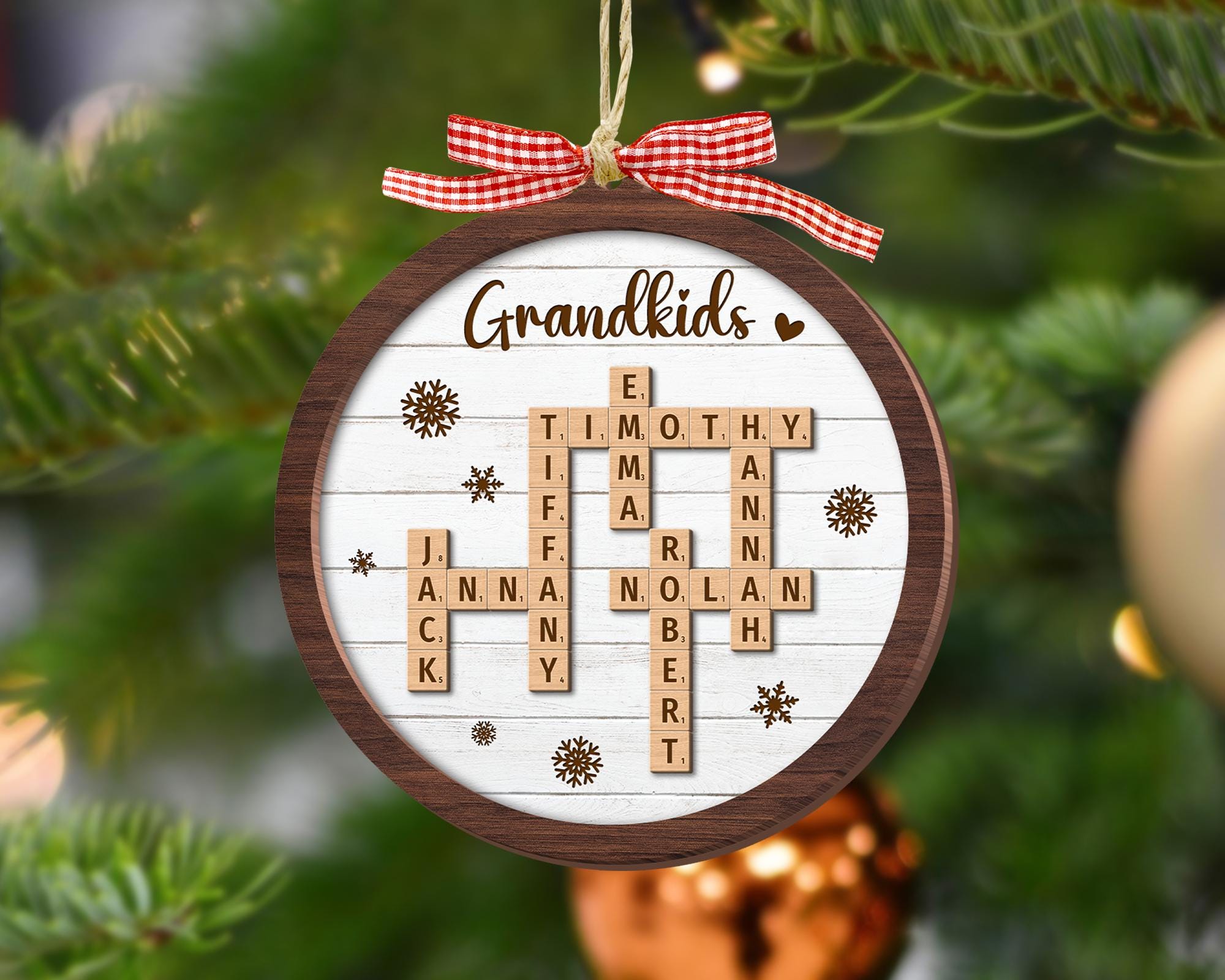 Personalized Grandparents Christmas Ornament, Scrabble Christmas Ornament, Grandkids Crossword Puzzle Ornament, Grandparent Christmas Gift ORH1710N