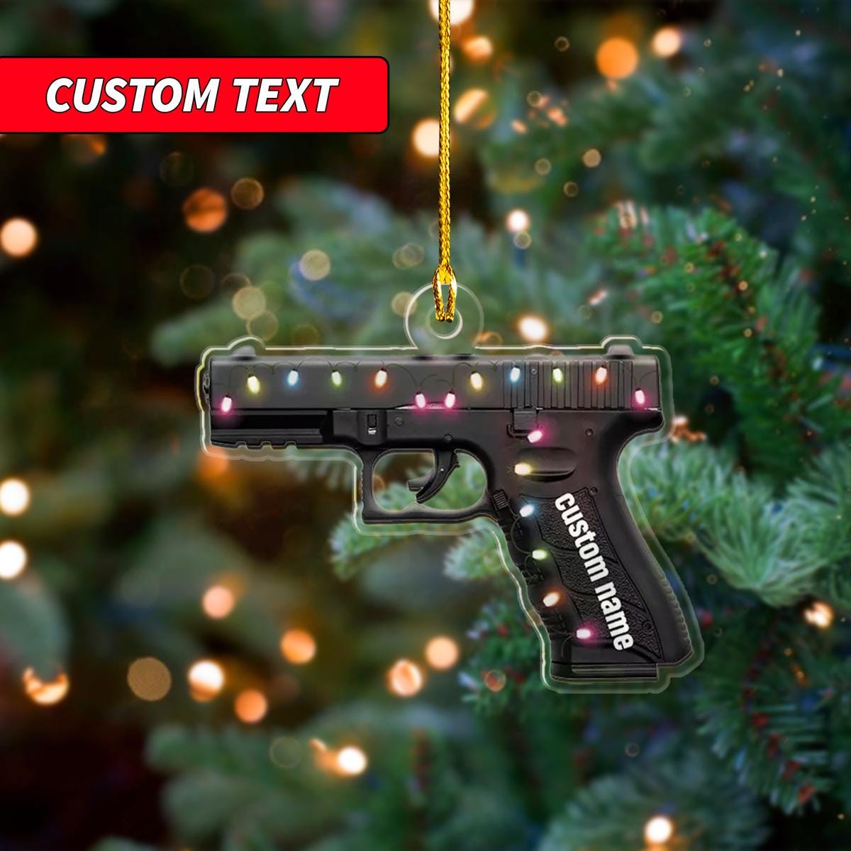Personalized Gun Ornament, Run Christmas Ornament Black-Gifts for Hunters, Hunting Rifle Personalized Christmas Ornament Military Ornament ORNO5