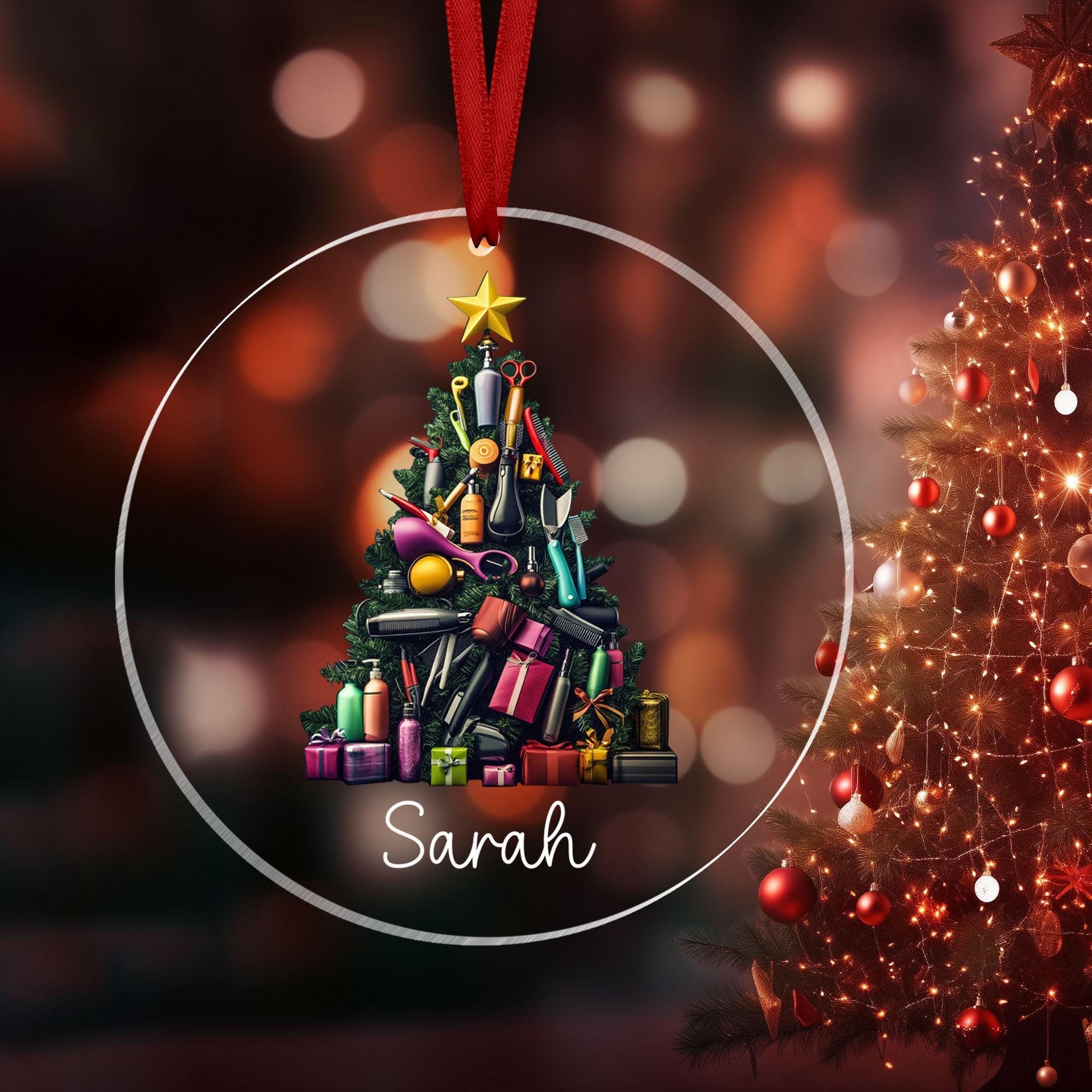 Personalized Hairstylist Acrylic Ornament, Hairdresser Ornament, Hair Salon Decor, Beautician Ornament, Barber Ornament, Cosmetologist Gift ORH1710N