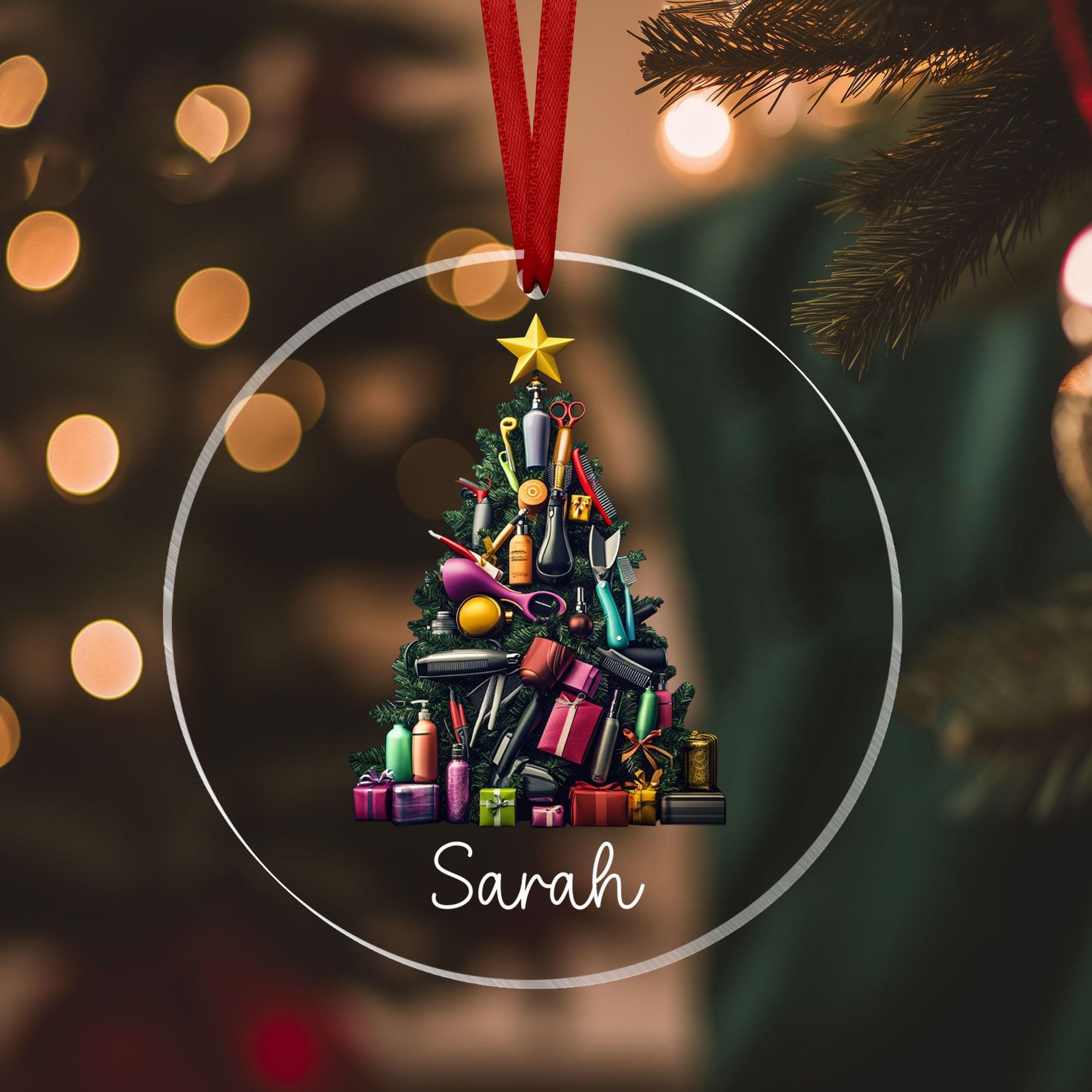 Personalized Hairstylist Acrylic Ornament, Hairdresser Ornament, Hair Salon Decor, Beautician Ornament, Barber Ornament, Cosmetologist Gift ORH1710N