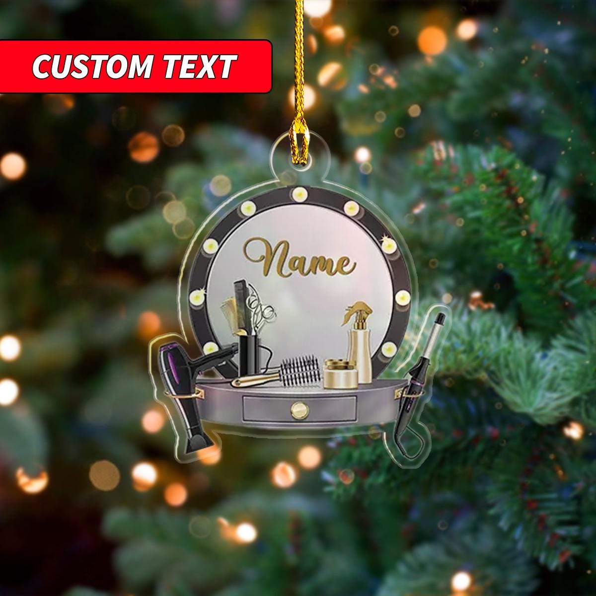 Personalized Hairstylist Christmas Ornament 2D, Custom Hairdresser Barber, Hairdresser Barber Xmas Ornament, Blow Dryer Christmas Ornament ORNO5