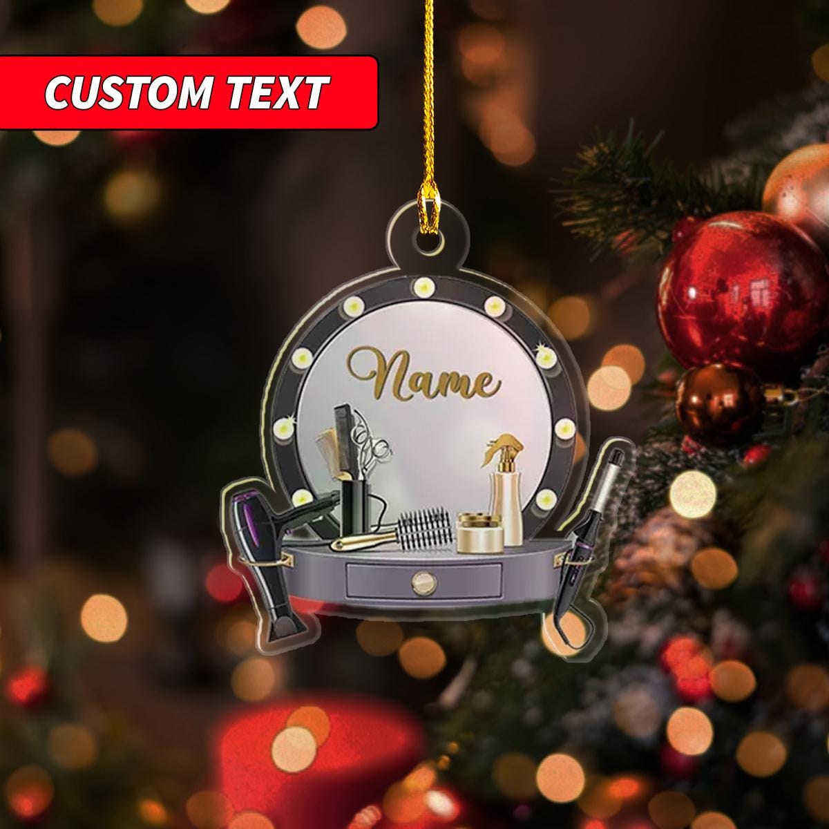 Personalized Hairstylist Christmas Ornament 2D, Custom Hairdresser Barber, Hairdresser Barber Xmas Ornament, Blow Dryer Christmas Ornament ORNO5