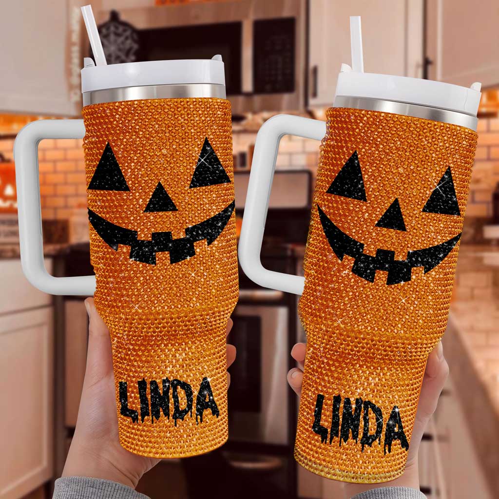 Personalized Halloween Bling 40 Oz Tumbler, Pumpkin Bling Cup, Halloween Tumbler, Fall Cup, Pumpkin Tumbler TUM2808