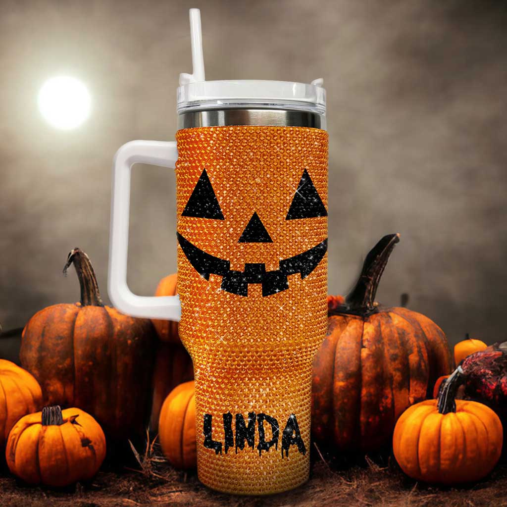 Personalized Halloween Bling 40 Oz Tumbler, Pumpkin Bling Cup, Halloween Tumbler, Fall Cup, Pumpkin Tumbler TUM2808
