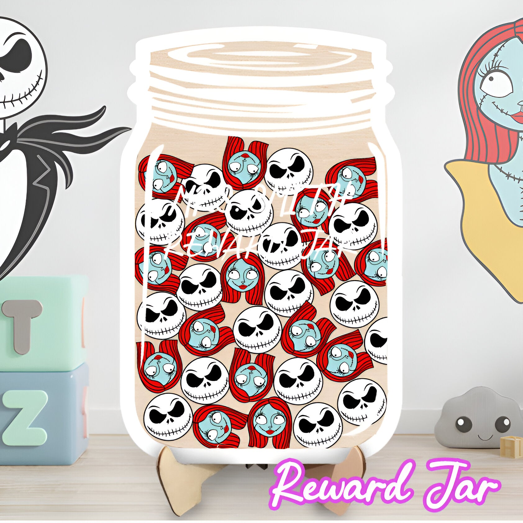 Personalized Halloween Jack And Sally Reward Jar REJAR