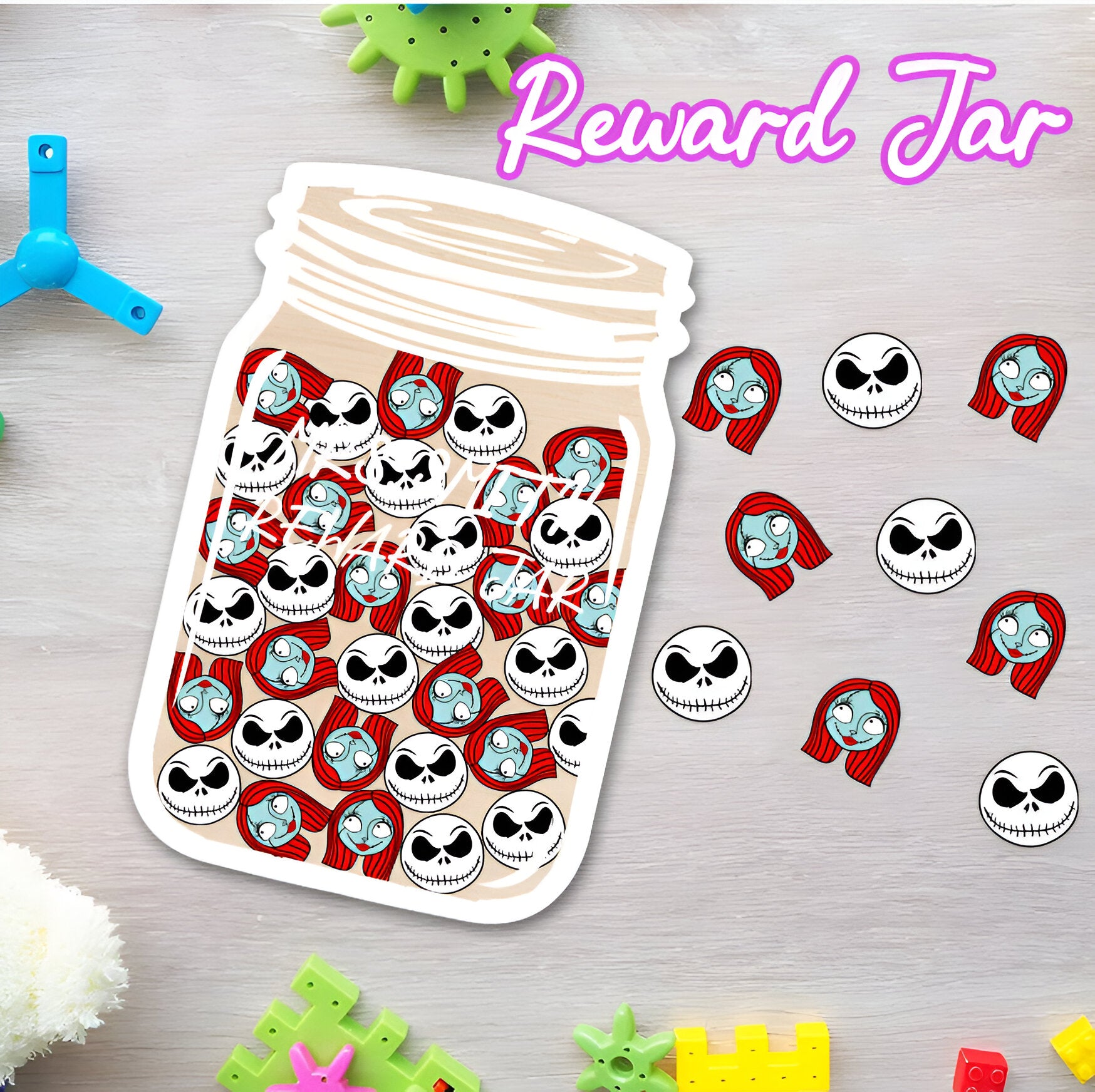 Personalized Halloween Jack And Sally Reward Jar REJAR