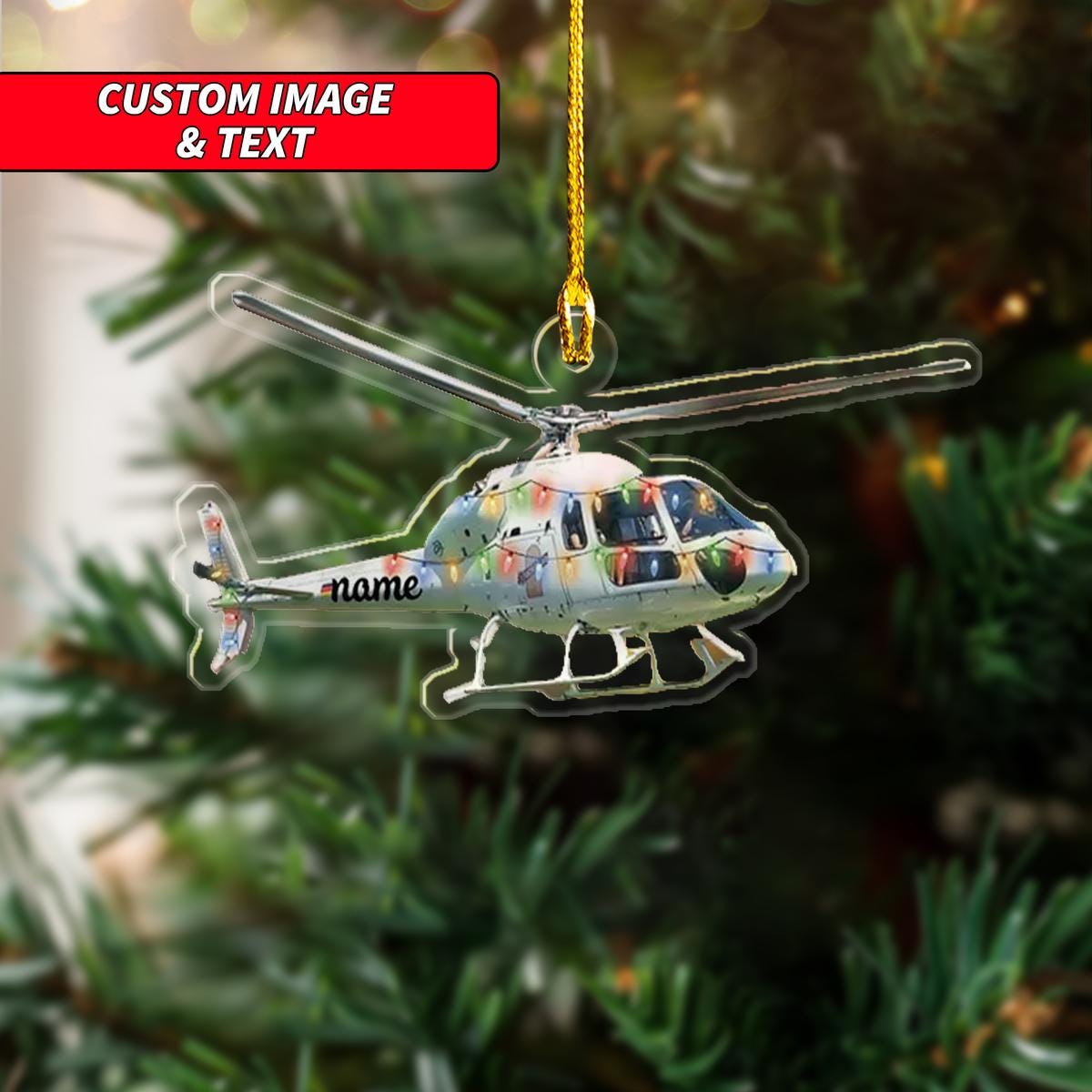 Personalized Helicopter With Christmas Tree Christmas Ornament, Helicopter Christmas Ornament, Custom Name Acrylic Ornament ORNO5