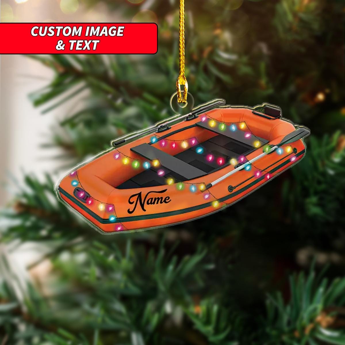 Personalized Inflatable Boat Christmas Ornament, Inflatable Boat Christmas Ornament, Custom Name Acrylic Ornament, Boat Lovers ORNO5