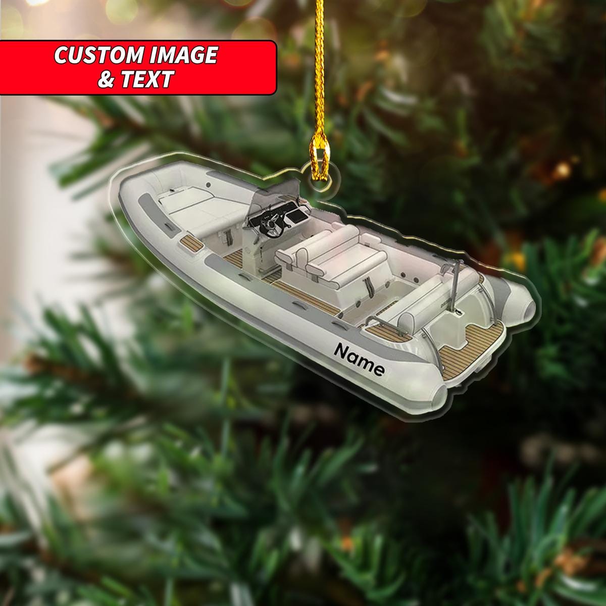 Personalized Inflatable Boat Raft Oar Christmas Ornament, Inflatable Boat Christmas Ornament, Custom Name Acrylic Ornament ORNO5