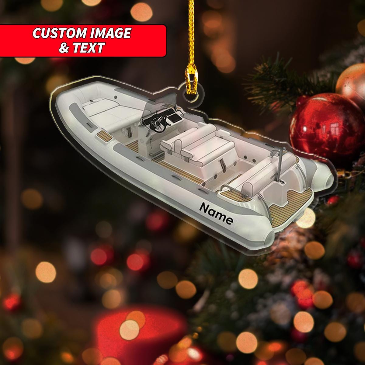 Personalized Inflatable Boat Raft Oar Christmas Ornament, Inflatable Boat Christmas Ornament, Custom Name Acrylic Ornament ORNO5
