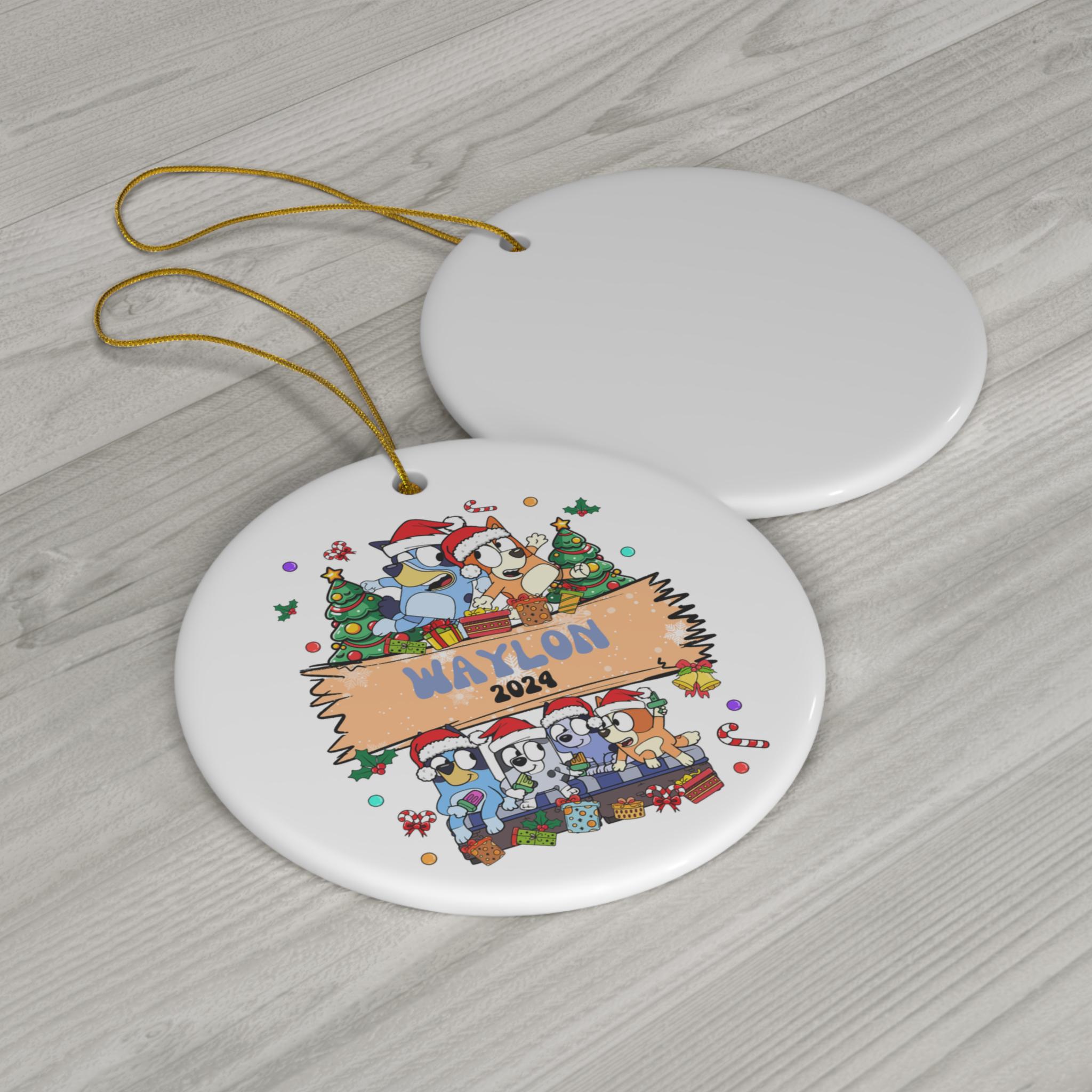 Personalized Kids Blue Dog Ornament, Custom Kids Ornament, Christmas Ornament for Children ORH2510