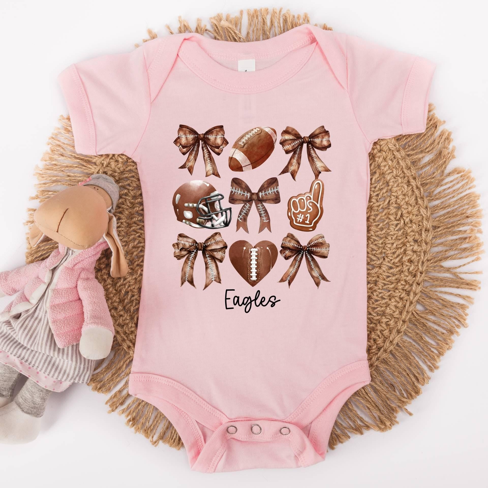 Personalized Kids Football Shirt with Coquette Bows,Custom Toddler Football T-Shirt,Youth Football Gameday Shirt,Cute Girls Football T-Shirt  CUSFB