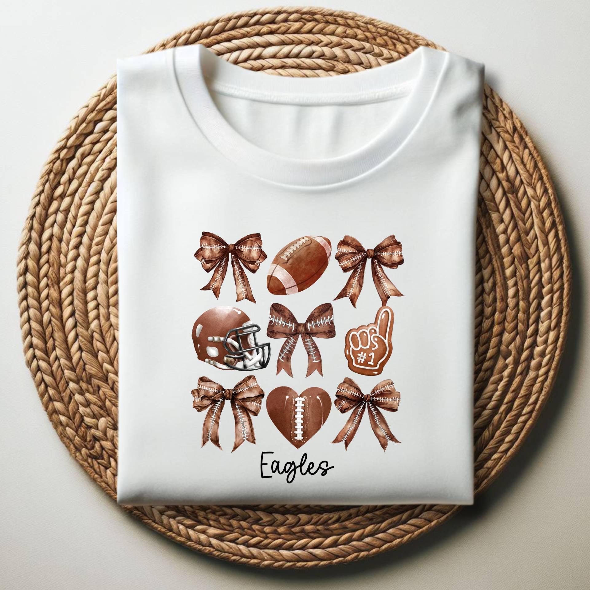Personalized Kids Football Shirt with Coquette Bows,Custom Toddler Football T-Shirt,Youth Football Gameday Shirt,Cute Girls Football T-Shirt   FB2308