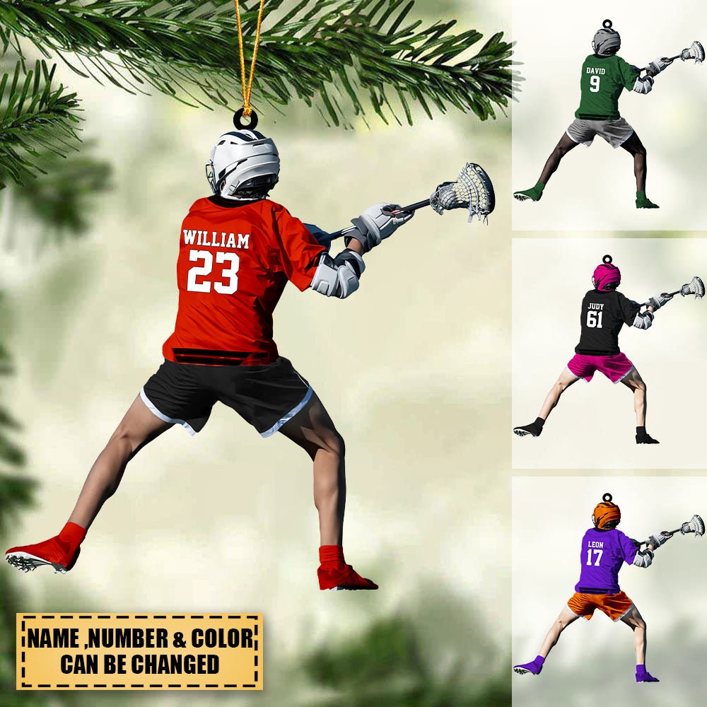 Personalized Lacrosse Players Christmas Ornament, Lacrosse Players Ornament, Gift For Lacrosse Lovers, Custom Name And Number Lacrosse ORH1710N