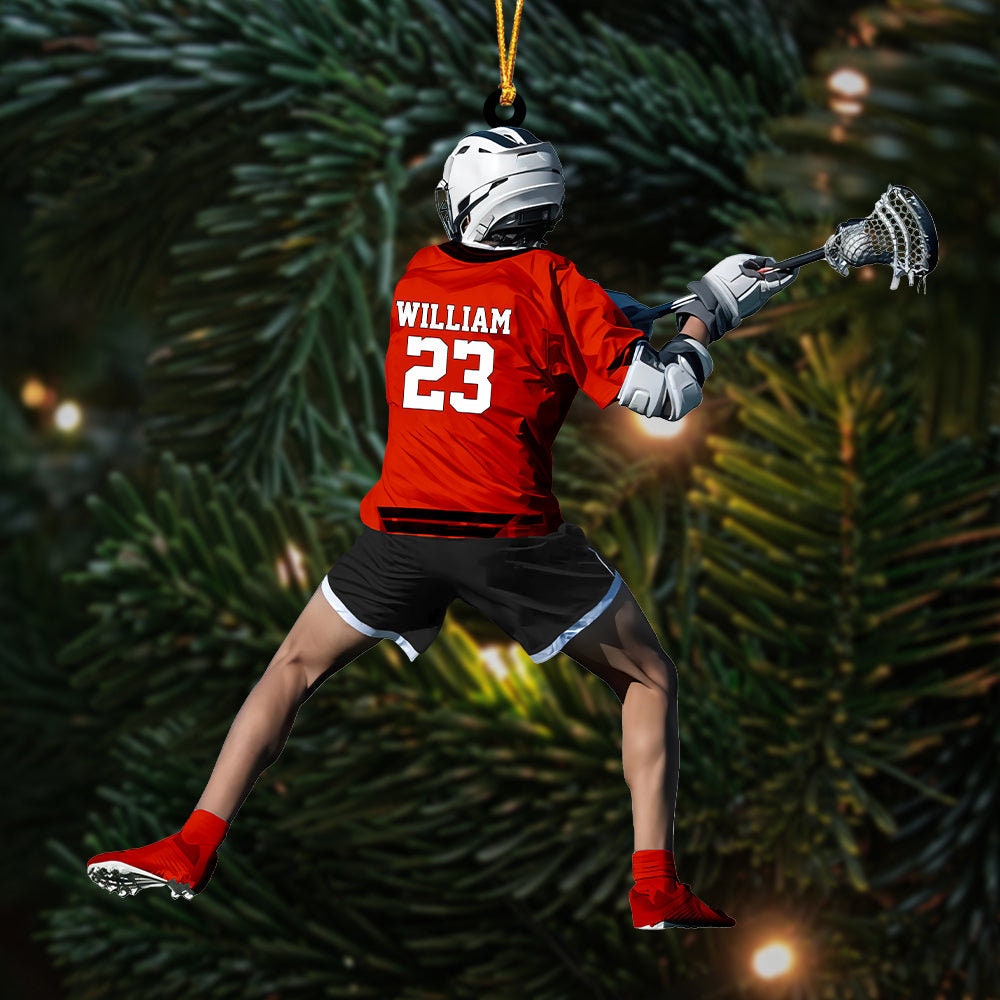 Personalized Lacrosse Players Christmas Ornament, Lacrosse Players Ornament, Gift For Lacrosse Lovers, Custom Name And Number Lacrosse ORH1710N