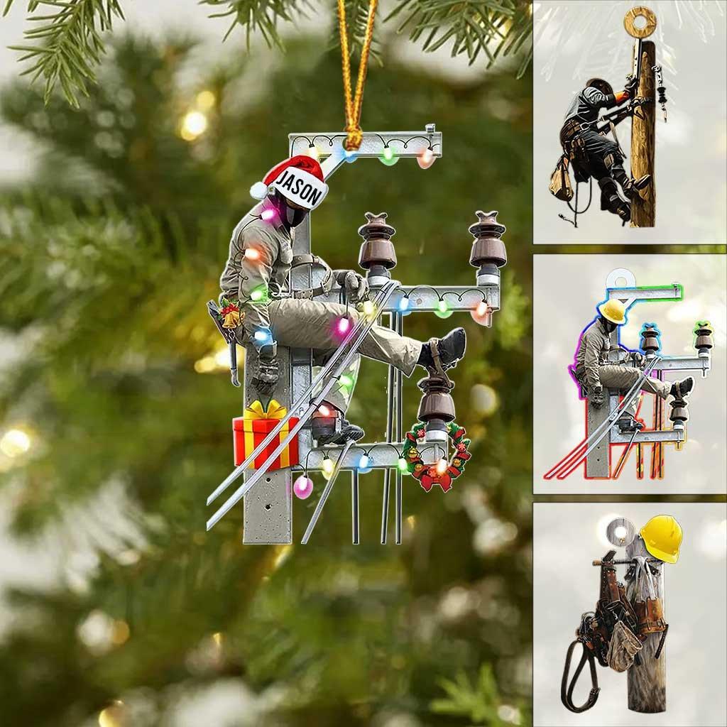 Personalized Lineman Christmas Ornament, Lineman Ornament, Christmas Gift For Lineman, Xmas Tree Decor Gift For Lineman HOCT21