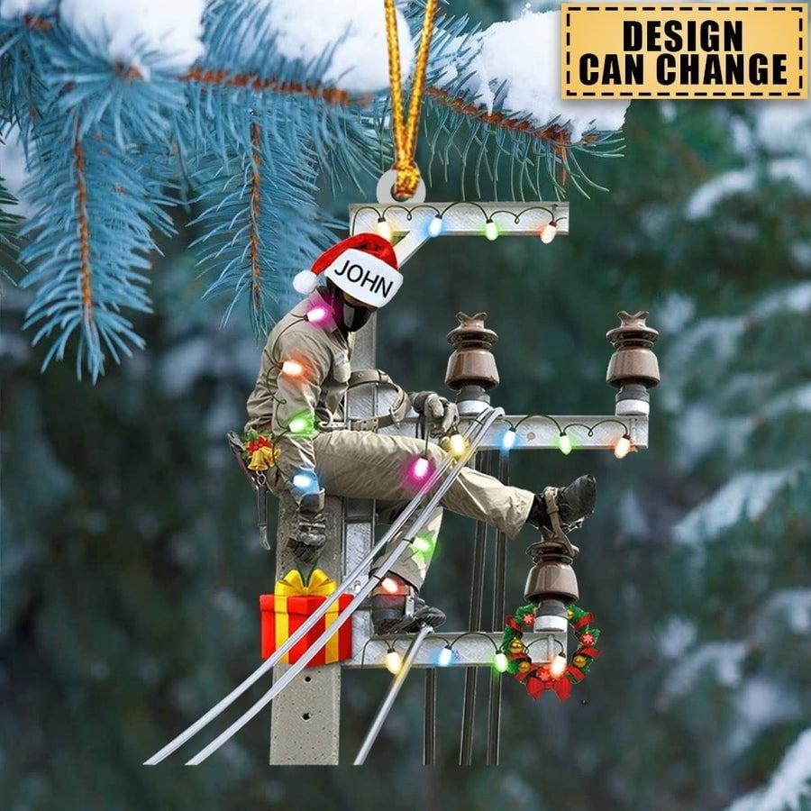 Personalized Lineman Christmas Ornament, Lineman Ornament, Christmas Gift For Lineman, Xmas Tree Decor Gift For Lineman HOCT21