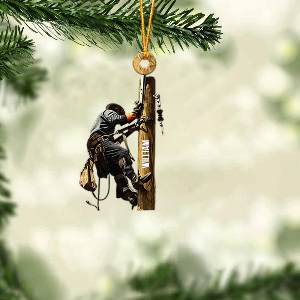Personalized Lineman Christmas Ornament, Lineman Ornament, Christmas Gift For Lineman, Xmas Tree Decor Gift For Lineman HOCT21