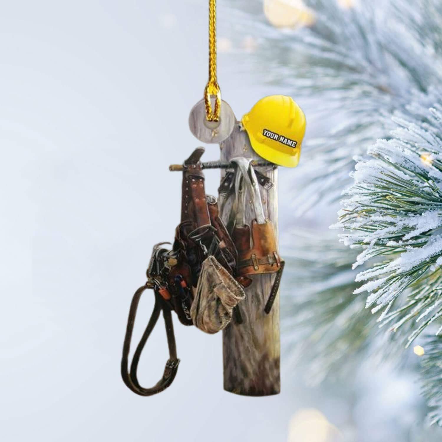 Personalized Lineman Christmas Ornament, Worker Lineman Tree Hanger, Lineworker Ornament, Lineman Christmas Gift For Dad, Gift For Lineman HOCT21