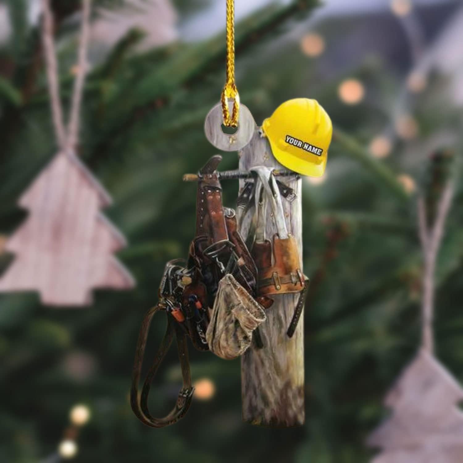 Personalized Lineman Christmas Ornament, Worker Lineman Tree Hanger, Lineworker Ornament, Lineman Christmas Gift For Dad, Gift For Lineman HOCT21