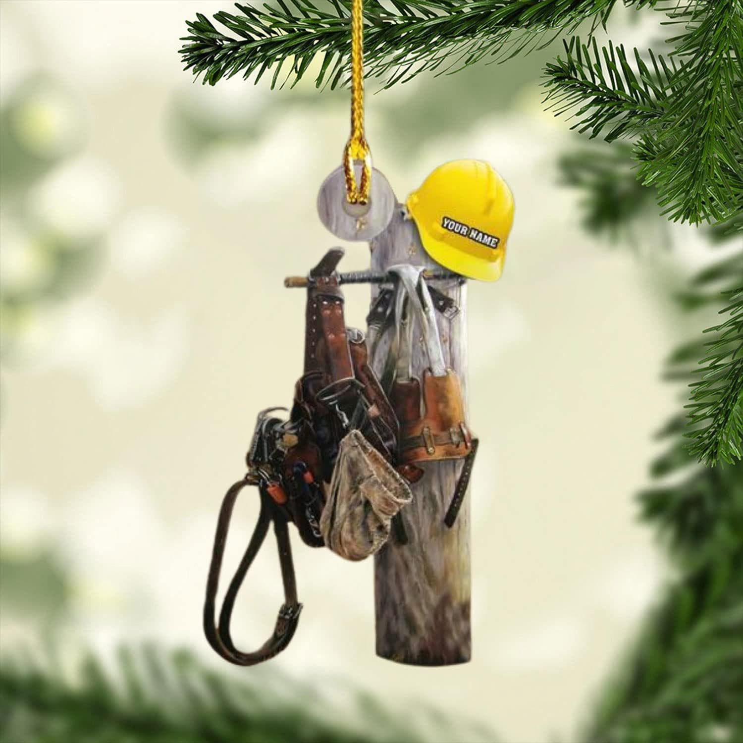 Personalized Lineman Christmas Ornament, Worker Lineman Tree Hanger, Lineworker Ornament, Lineman Christmas Gift For Dad, Gift For Lineman HOCT21