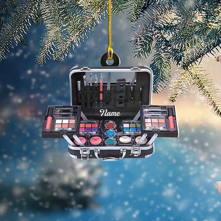 Personalized Makeup Box Christmas Hanging Ornament, Cosmetics Ornament Decor, Makeup Artist Christmas Gift, Cosmetics Shop Decor ORH1710N