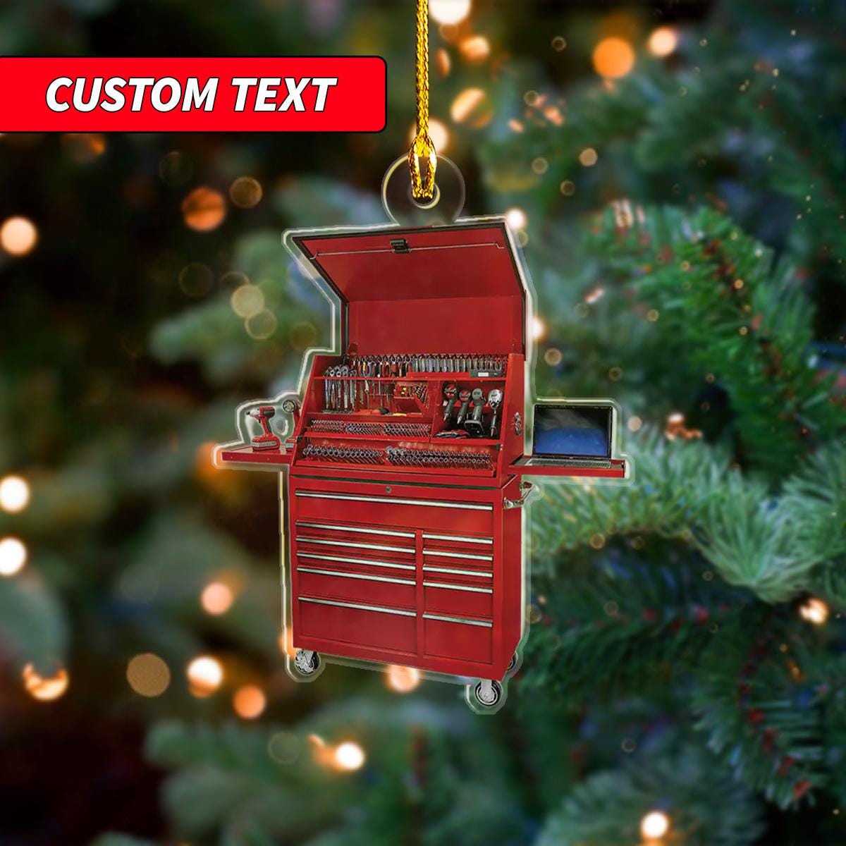 Personalized Mechanic Tool Box Ornament, Custom Tools Garage Ornament, Tool Boxes Drawer Bearing Hanging Ornament, Tools Garage Ornament ORNO5
