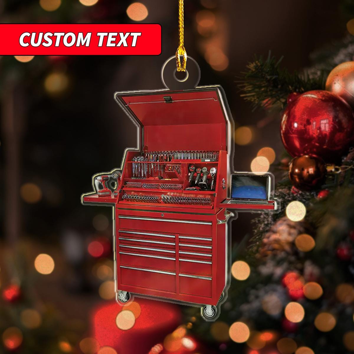 Personalized Mechanic Tool Box Ornament, Custom Tools Garage Ornament, Tool Boxes Drawer Bearing Hanging Ornament, Tools Garage Ornament ORNO5