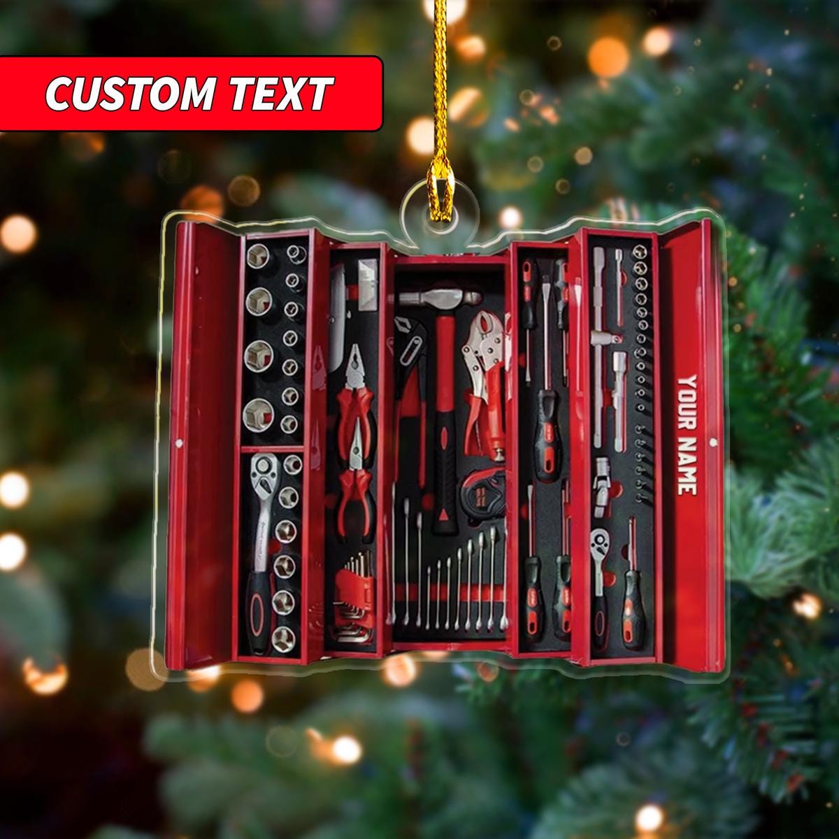 Personalized Mechanic Tool Box Xmas Ornament, Mechanic Tool Box Christmas Ornament Repair Tool Box Garage Ornament, Tools Garage Ornament ORNO5