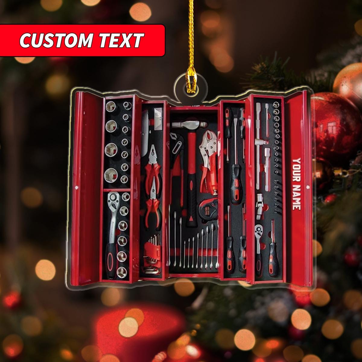 Personalized Mechanic Tool Box Xmas Ornament, Mechanic Tool Box Christmas Ornament Repair Tool Box Garage Ornament, Tools Garage Ornament ORNO5