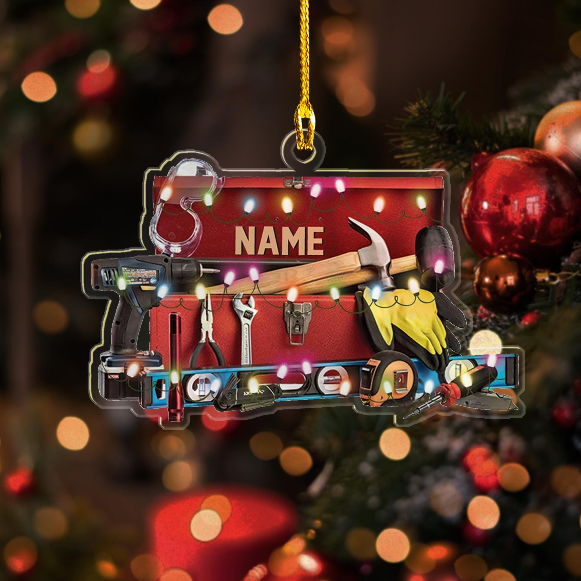 Personalized Mechanic Tools 2D Flat Ornaments, Custom Mechanic Xmas Ornaments, Repair Tool Sets Christmas Tree Decor, Tools Garage Ornament ORNO5
