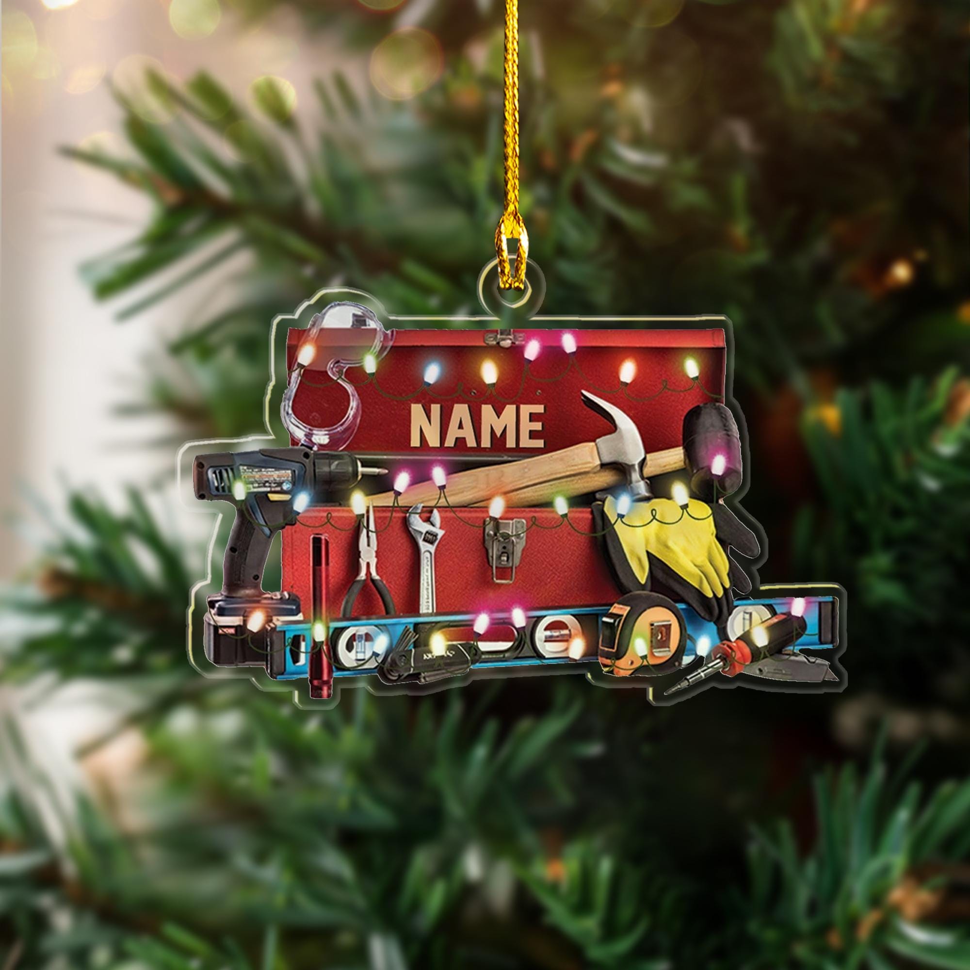 Personalized Mechanic Tools 2D Flat Ornaments, Custom Mechanic Xmas Ornaments, Repair Tool Sets Christmas Tree Decor, Tools Garage Ornament ORNO5