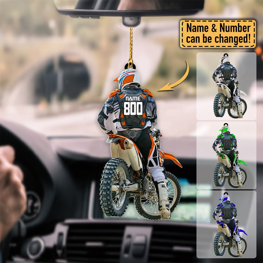 Personalized Motocross Dirt Bike Christmas Ornament, Custom Name and Number Motocross Ornament, Gift For Bikers Racer Motocross Racing ORH1710N