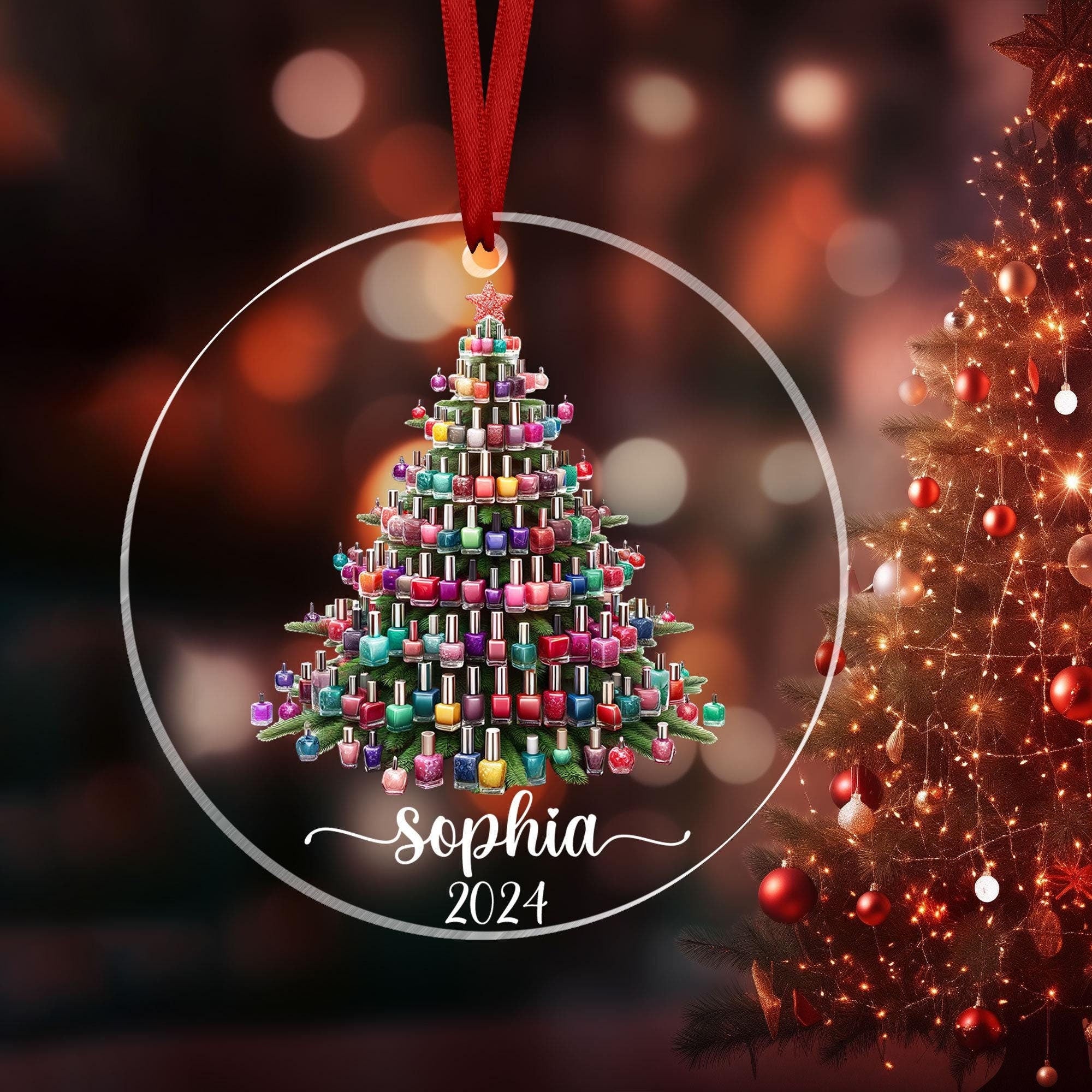 Personalized Nail Artist Acrylic Ornament, Nail Tech gift Christmas Ornament, Nail Salon Decor, Christmas Gift for Nail Artist, Nail Polish ORH1710N
