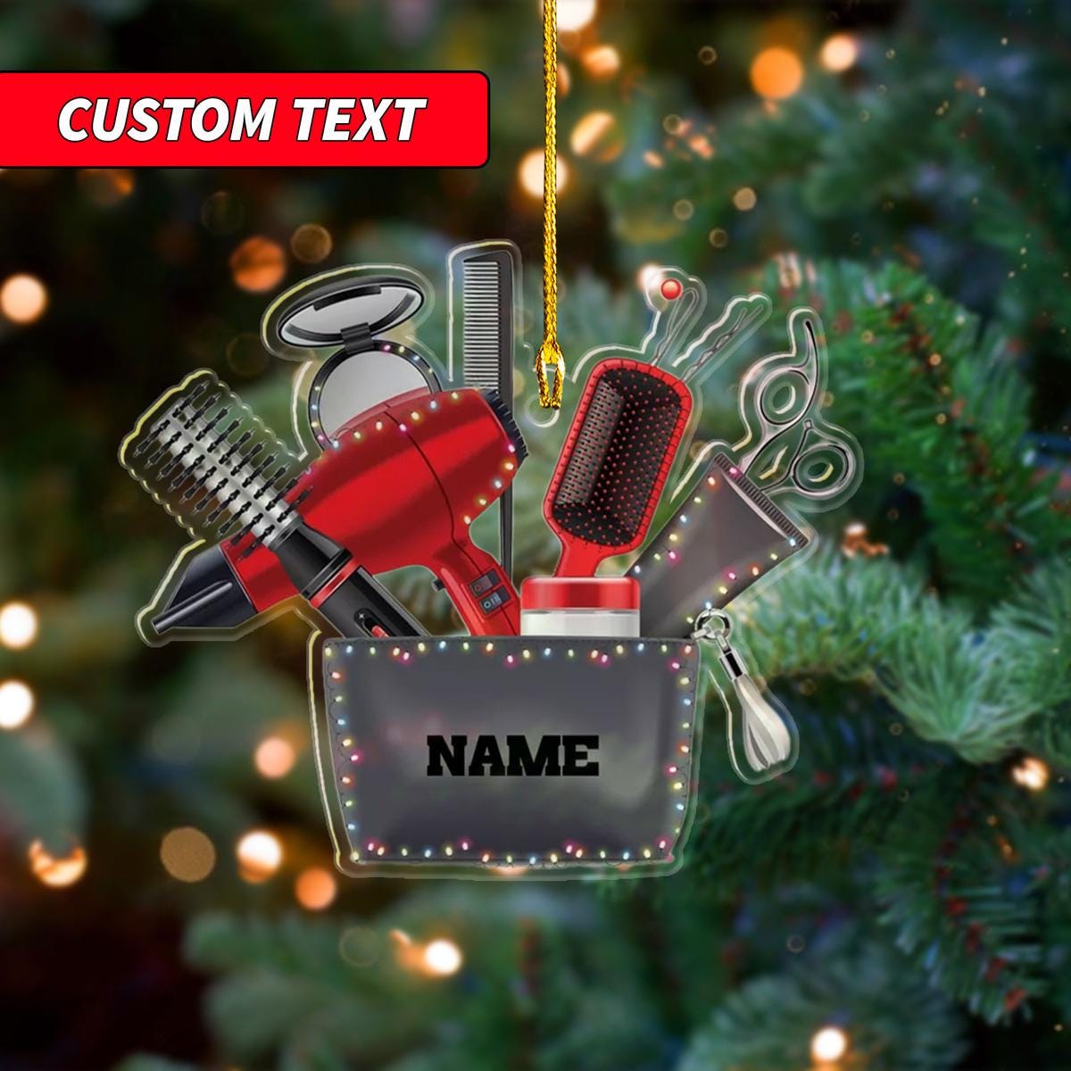 Personalized Name Hair Stylist Tool Christmas Ornament Custom Hair Stylist Tool, Custom Hairdresser Barber, Hair Hustler Barber Car Ornament ORNO5