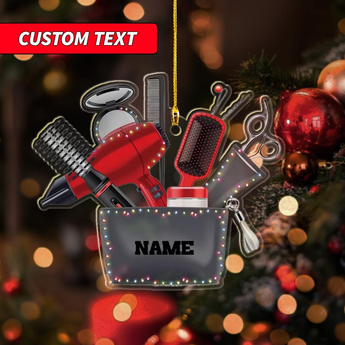 Personalized Name Hair Stylist Tool Christmas Ornament Custom Hair Stylist Tool, Custom Hairdresser Barber, Hair Hustler Barber Car Ornament ORNO5