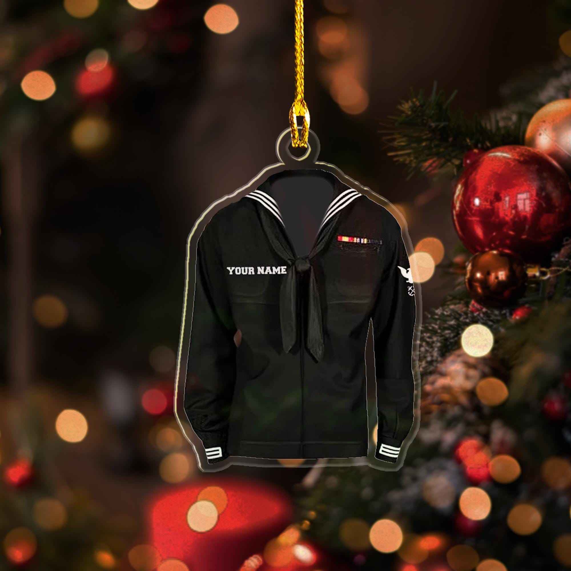 Personalized Name Sailor Uniform 2D Flat Ornament, Custom Sailor Uniform Ornament, Sailor Ornament, Sailor Xmas Gift Sailor Family Ornament ORNO5