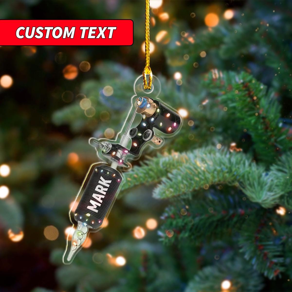 Personalized Name Tattoo Machine Ornament, Tattoo Artist Ornament, Personalized Name Tattoo Machine Ornament, Tattoo Artist Ornament ORNO5