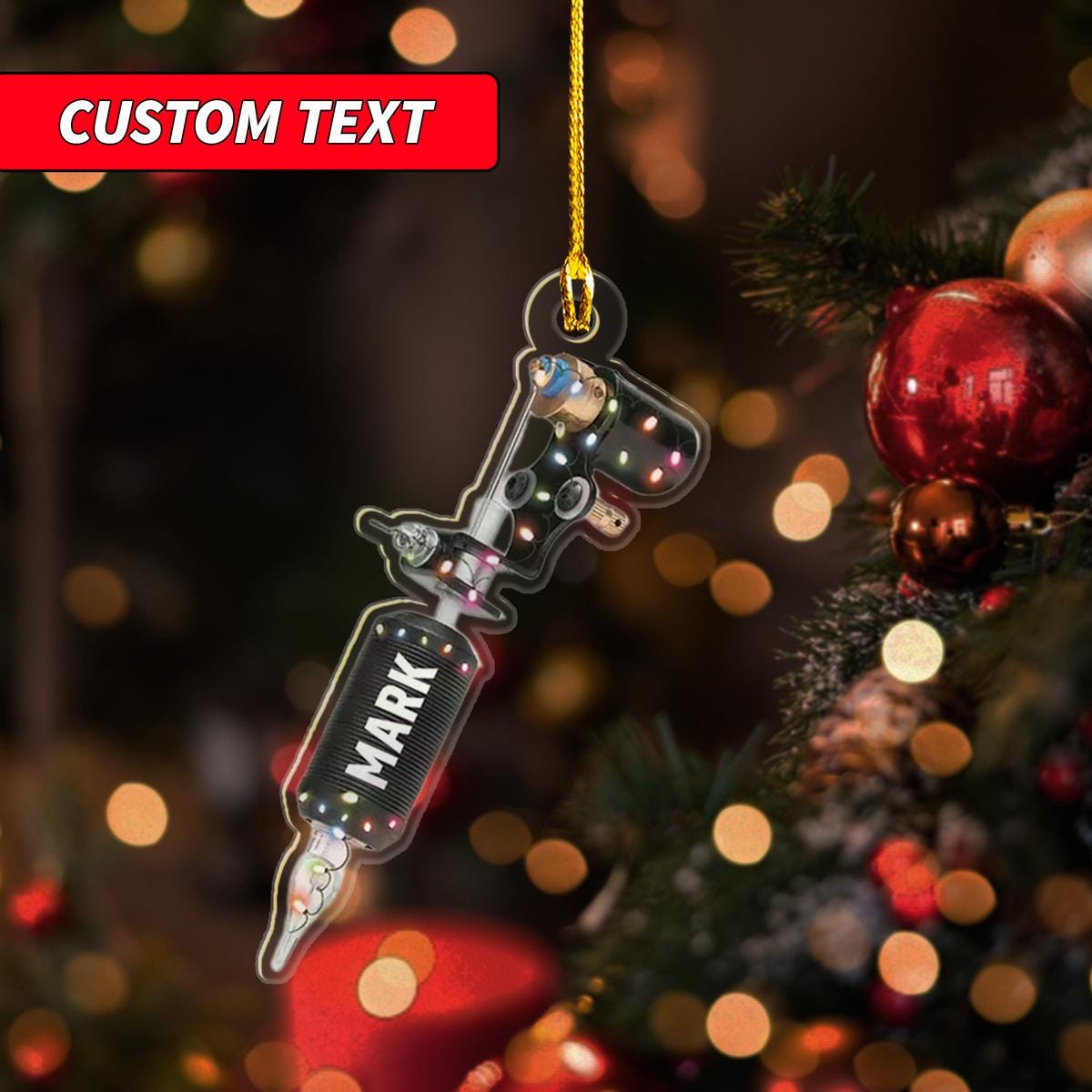 Personalized Name Tattoo Machine Ornament, Tattoo Artist Ornament, Personalized Name Tattoo Machine Ornament, Tattoo Artist Ornament ORNO5