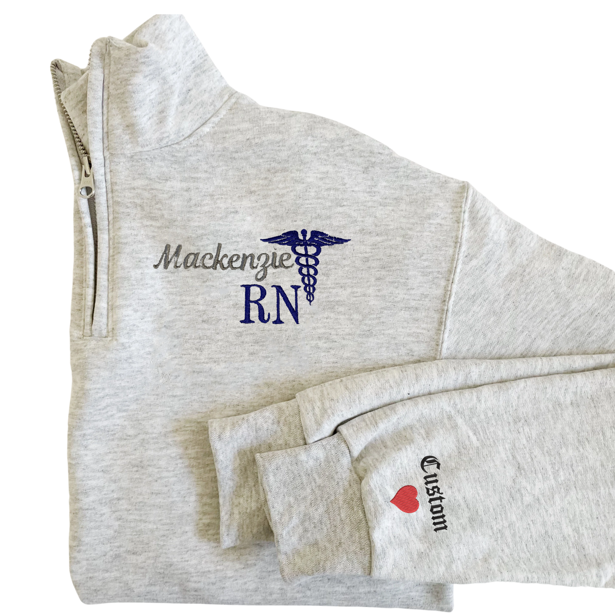 Personalized Nurse Sweatshirt, Gift For Nurse Rn, Cna ,Bsn, Rrt - Embroidered Nurse Crewneck em2