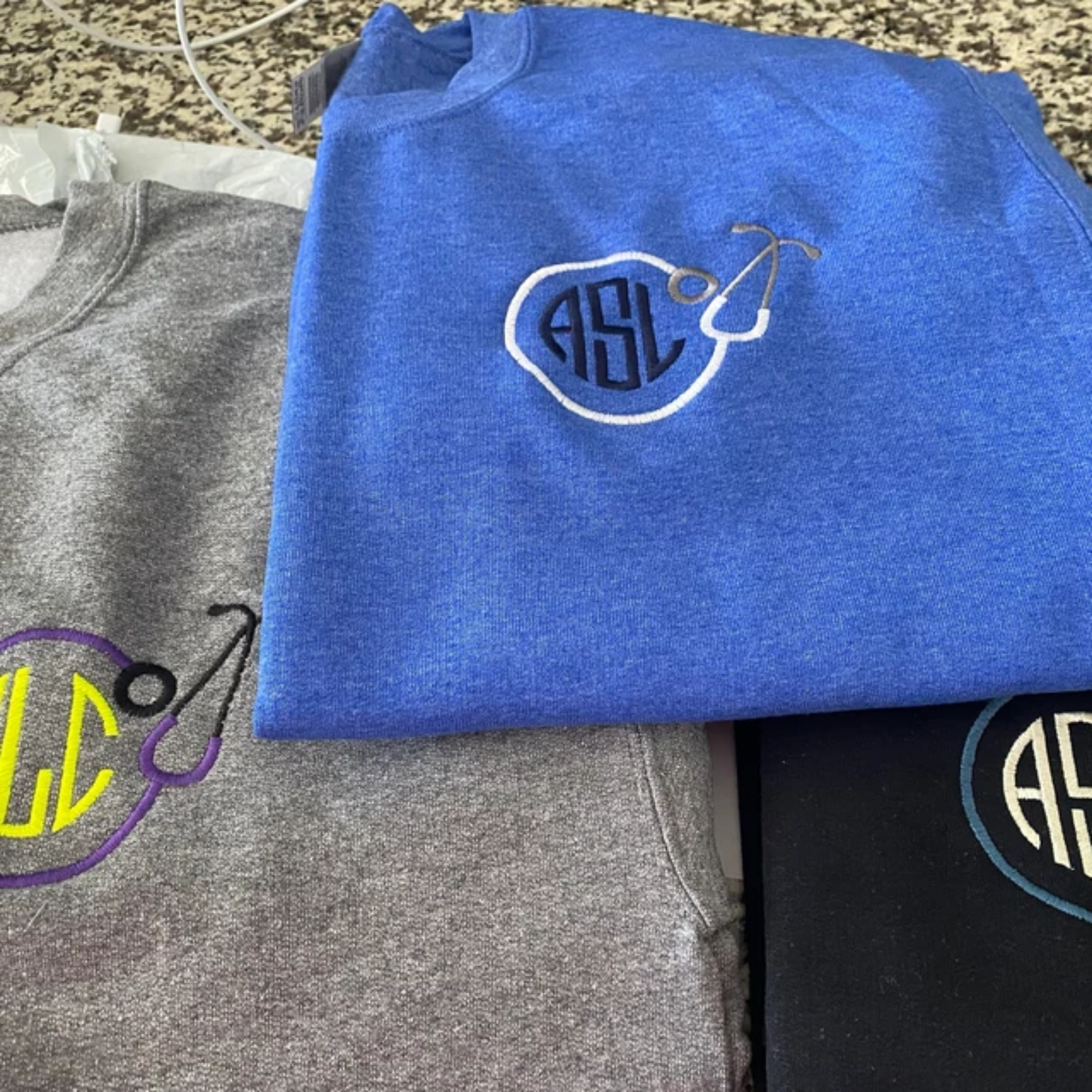 Personalized Nurse Sweatshirt with Monogrammed Circle Stethoscope Quarter Zip Sweatshirt Embroidered em2