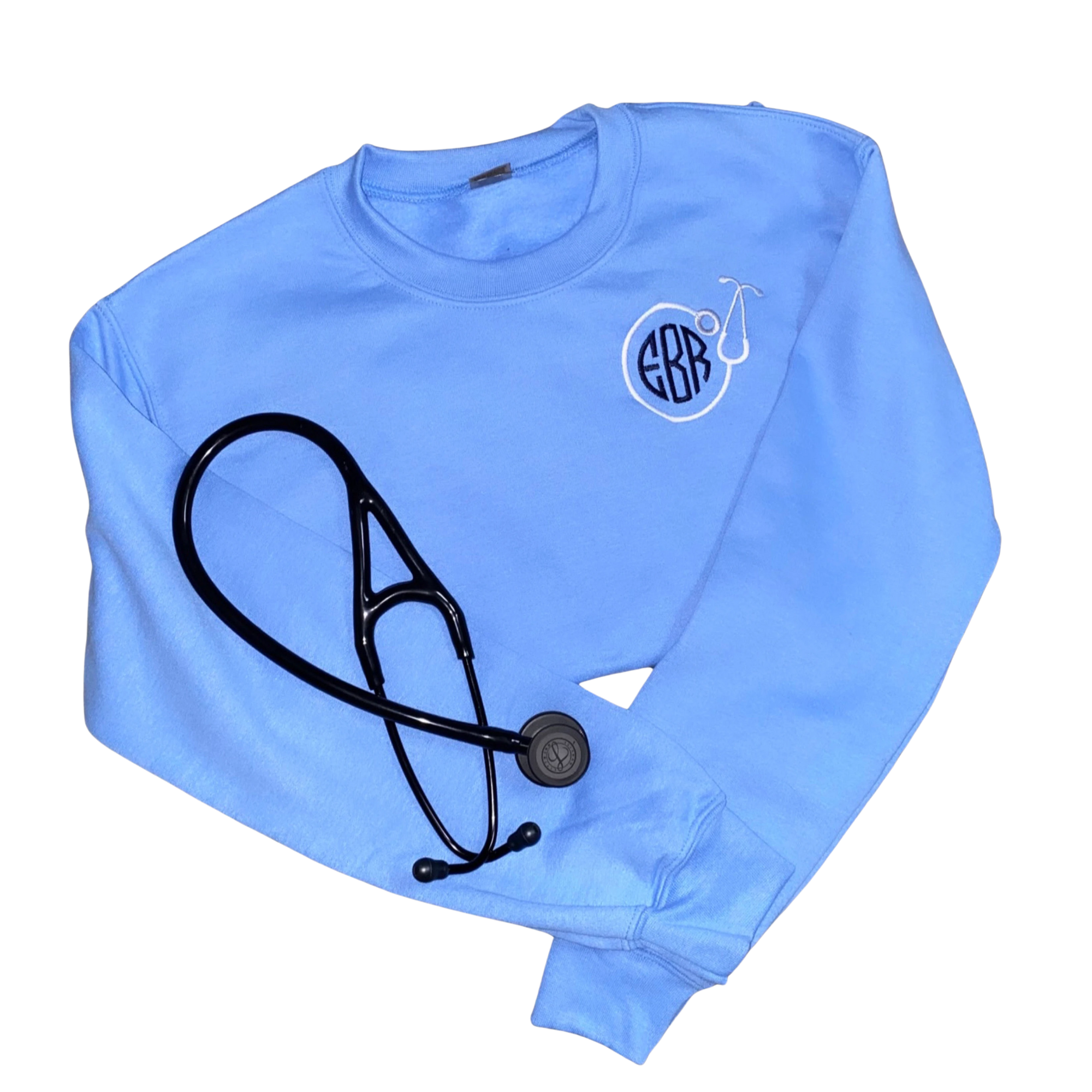 Personalized Nurse Sweatshirt with Monogrammed Circle Stethoscope Quarter Zip Sweatshirt Embroidered em2