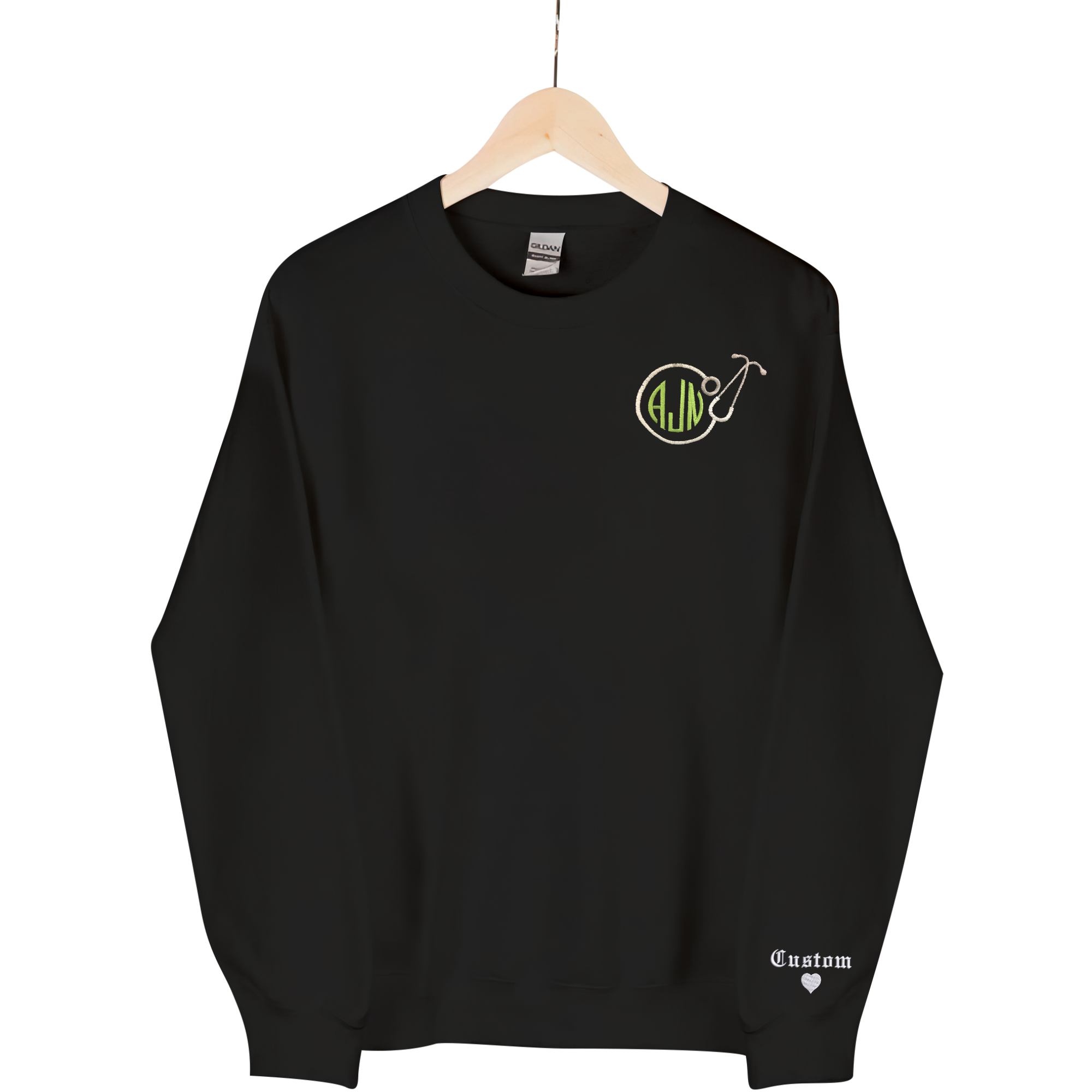 Personalized Nurse Sweatshirt with Monogrammed Circle Stethoscope Quarter Zip Sweatshirt Embroidered em2