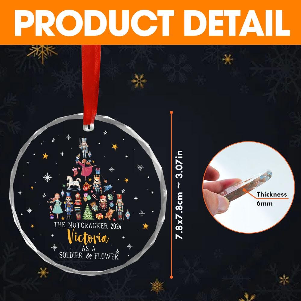 Personalized Nutcracker Ornament, Nutcracker Christmas Ornament, Nutcracker Ballet Ornament, Cute Girl Ornament,Kids Ornament,Christmas Gift ORH1710T