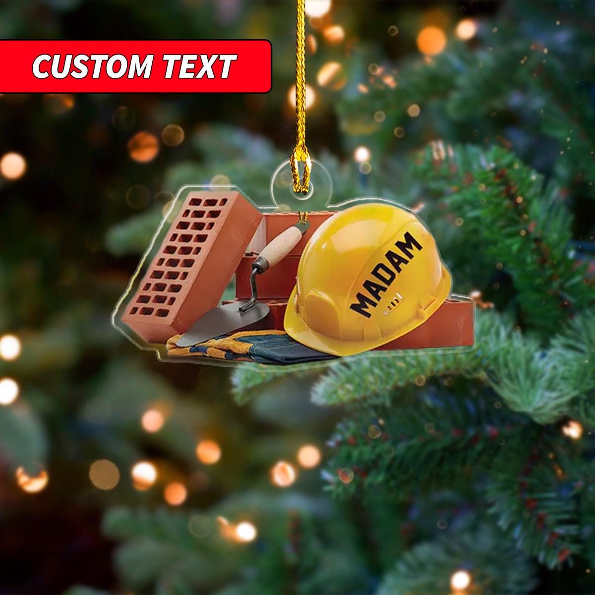 Personalized Ornament Excavator Xmas Tree Ornament, Builder Constructor Xmas Ornament, Construction Tool Box Flat Ornament ORNO5