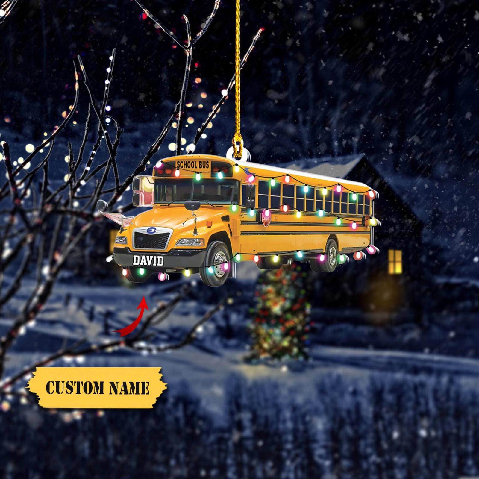 Personalized Ornament School Bus 2D Flat, School Bus Chirstmas Ornament, School Bus Lover Gift, Gift For Bus Driver HAOR0711
