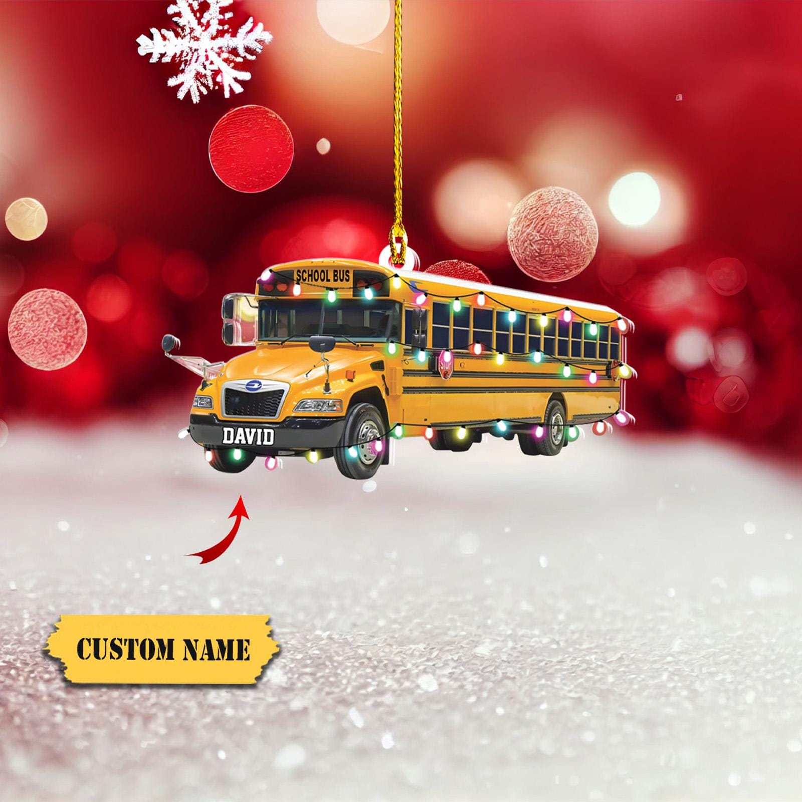 Personalized Ornament School Bus 2D Flat, School Bus Chirstmas Ornament, School Bus Lover Gift, Gift For Bus Driver HAOR0711