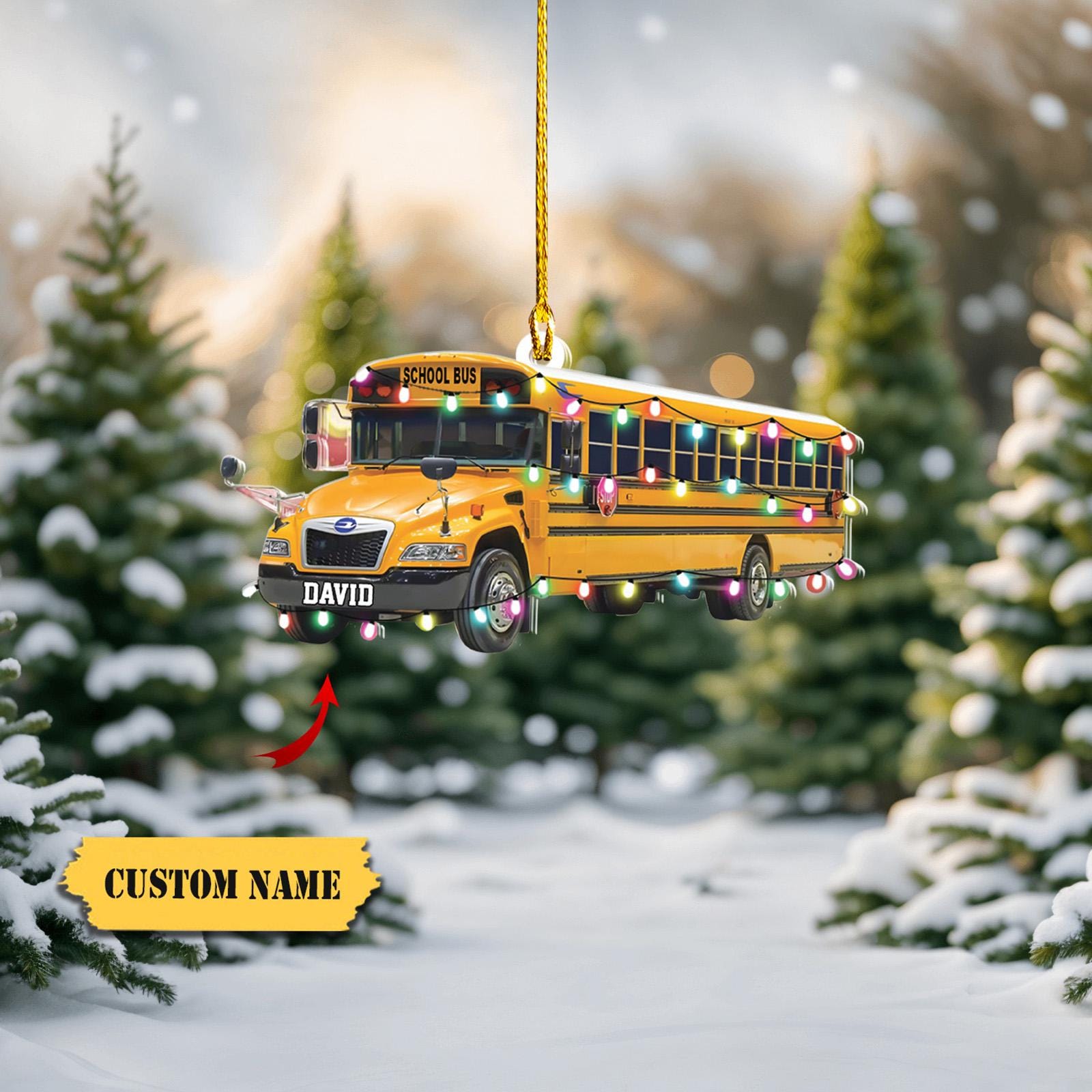 Personalized Ornament School Bus 2D Flat, School Bus Chirstmas Ornament, School Bus Lover Gift, Gift For Bus Driver HAOR0711