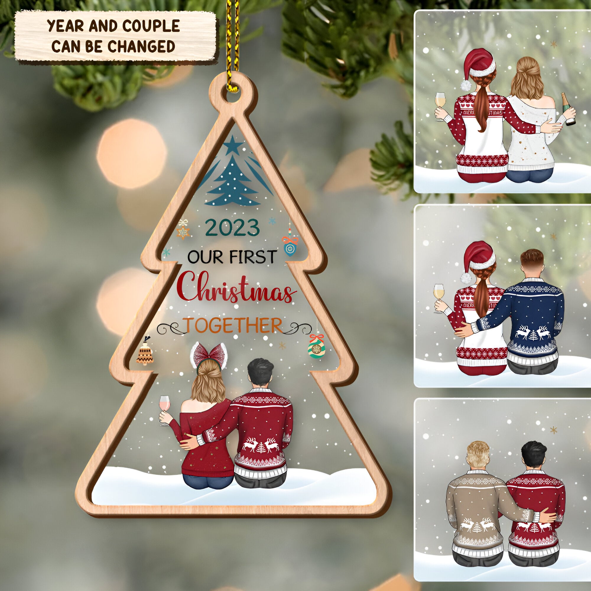 Personalized Our First Christmas Together 2 Layer Wooden And Acrylic Ornament Christmas  ORN2509